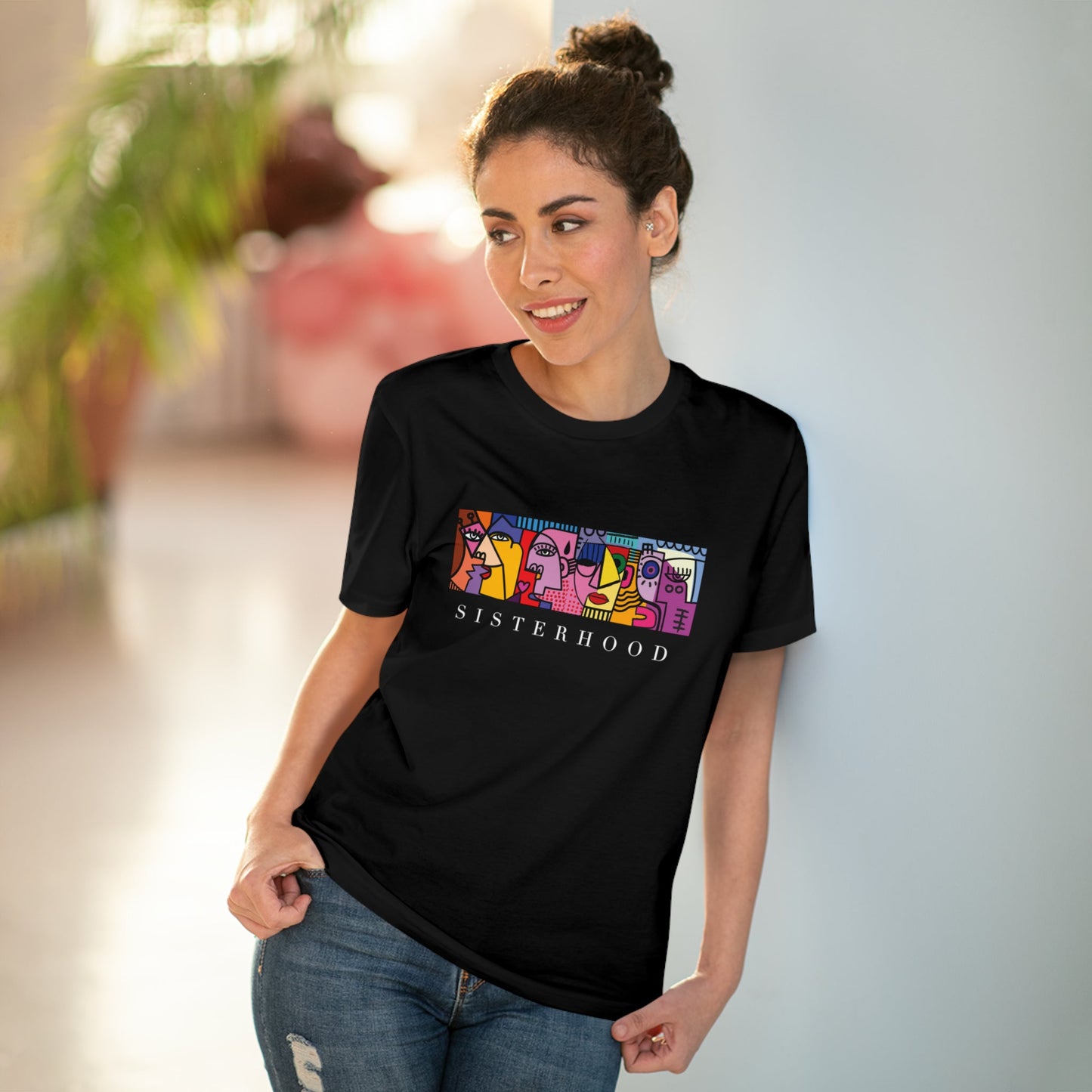 Express power in the feminist 'Sisterhood' organic cotton t-shirt, a must-have like a Vivienne Westwood womens t shirt.