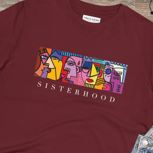 The feminist 'Sisterhood' organic cotton t-shirt—where activism meets style like a Vivienne Westwood tshirt.