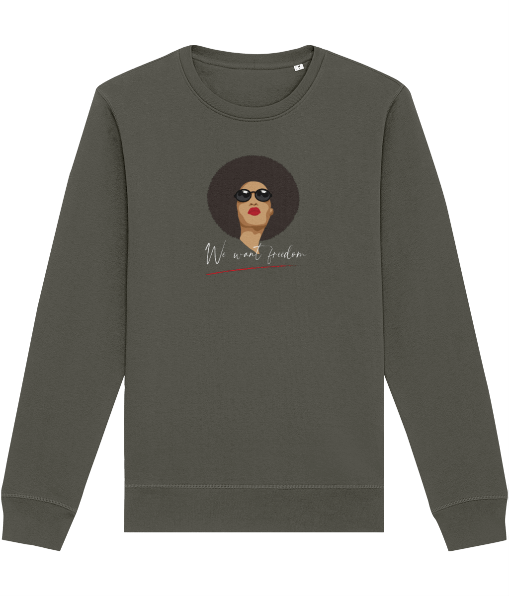Organic, ethical, and powerful—this feminist slogan sweatshirt makes a bold statement.