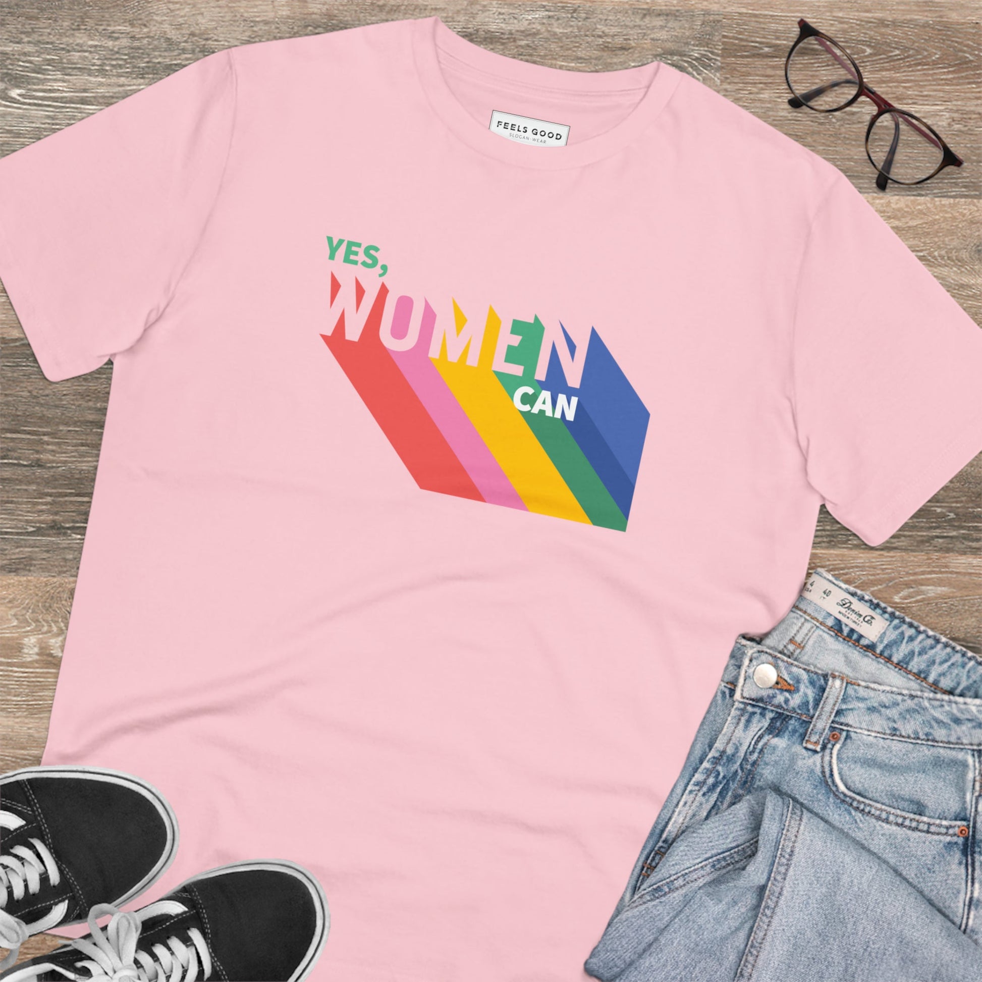 Wear equality with the feminist 'Yes We Can' organic cotton t-shirt—sustainable and stylish.