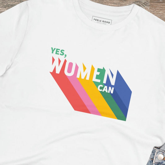 Wear your power with the feminist 'Yes We Can' organic cotton t-shirt—bold, ethical, and iconic!