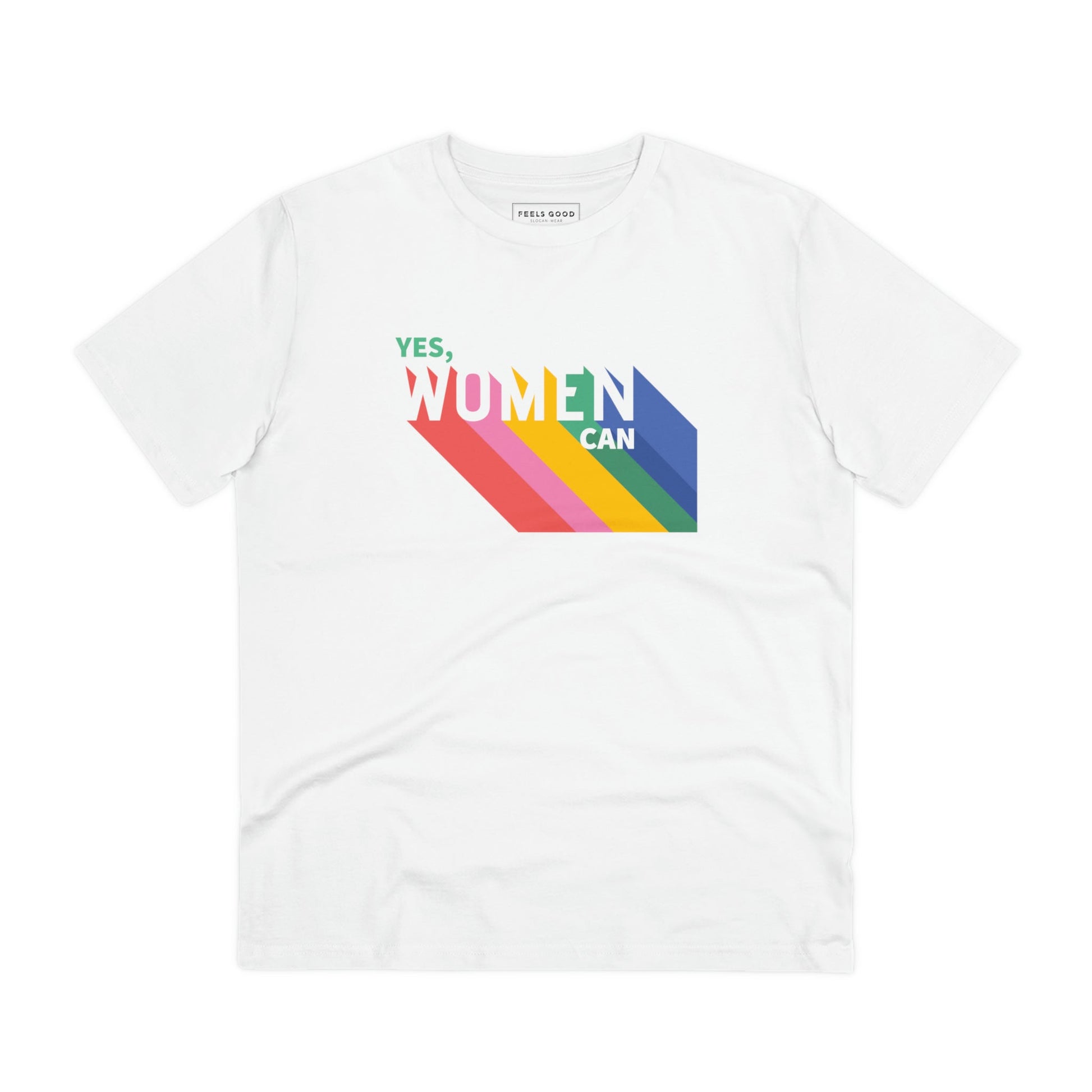 Wear the message of change with the feminist 'Yes We Can' organic cotton t-shirt—ethically made.