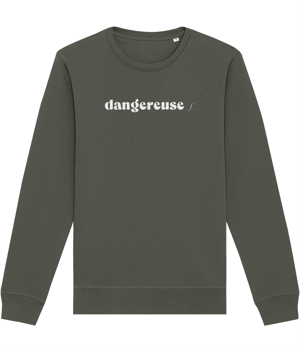 Inspired by Paris clothing, the Francophile 'Dangerous Female' Organic Cotton Sweatshirt is a staple.