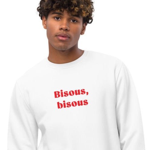 For stylish French clothes for men, try the Francophile 'French Kiss' Organic Cotton Sweatshirt.