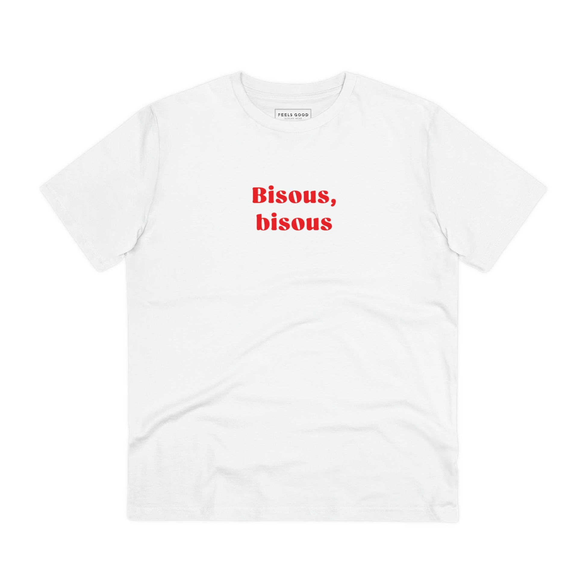 Elevate your wardrobe with the Francophile 'French Kiss' Organic Cotton T-shirt, a unique French slogan T-shirt.