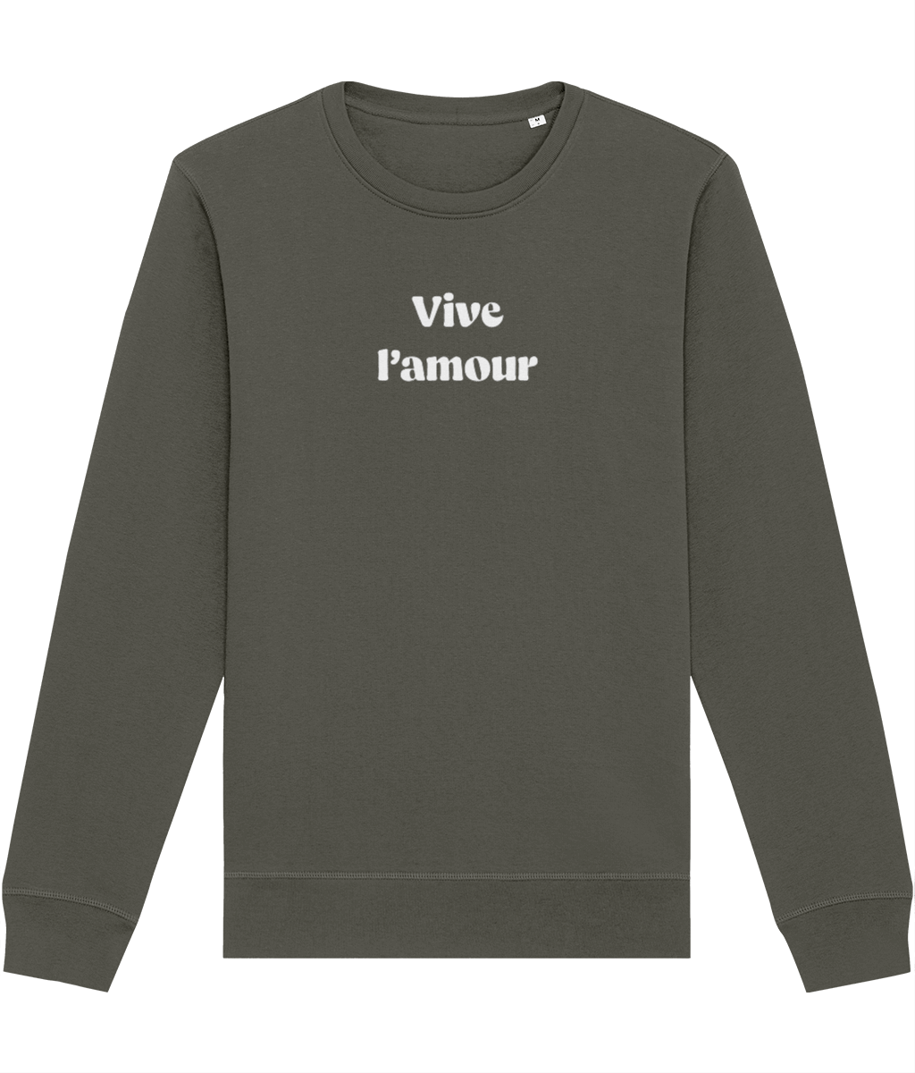 Organic cotton sweatshirt with French 'Long Live Life'.
