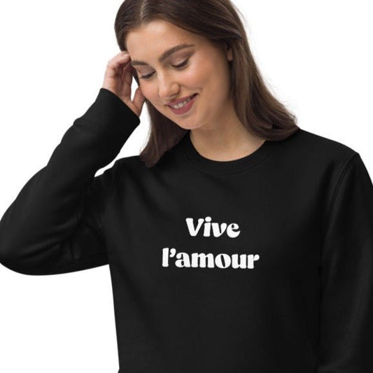 French slogan jumper: 'Long Live Life' organic cotton.   
