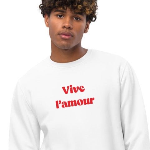 Francophile 'Long Live Love' organic cotton sweatshirt.
