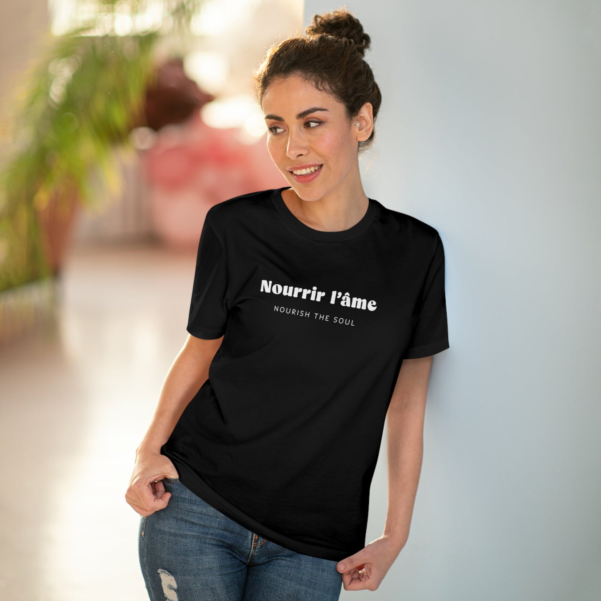 Fashionable Francophile tee with a soulful message on premium cotton.

