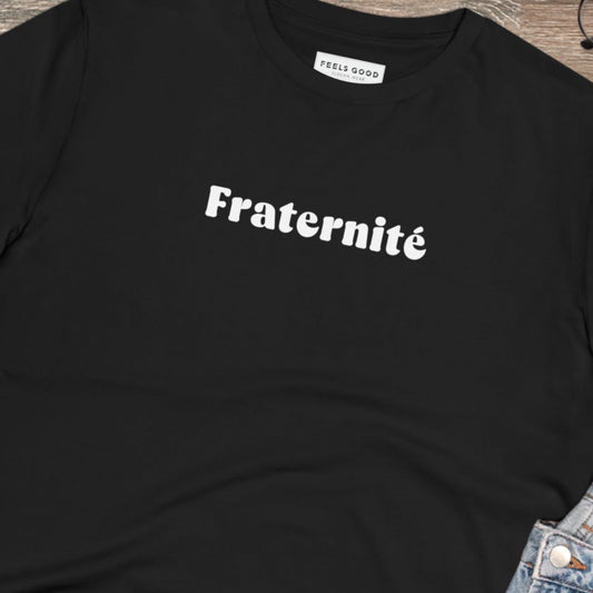 Francophile 'Sisterhood & Brotherhood' Organic Cotton T-shirt, cool French slogan tee

