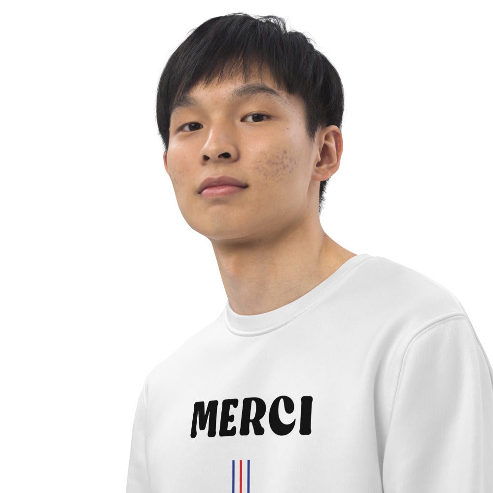 Inspired by French fashion, the Francophile 'Thanks' Sweatshirt is soft and elegant.