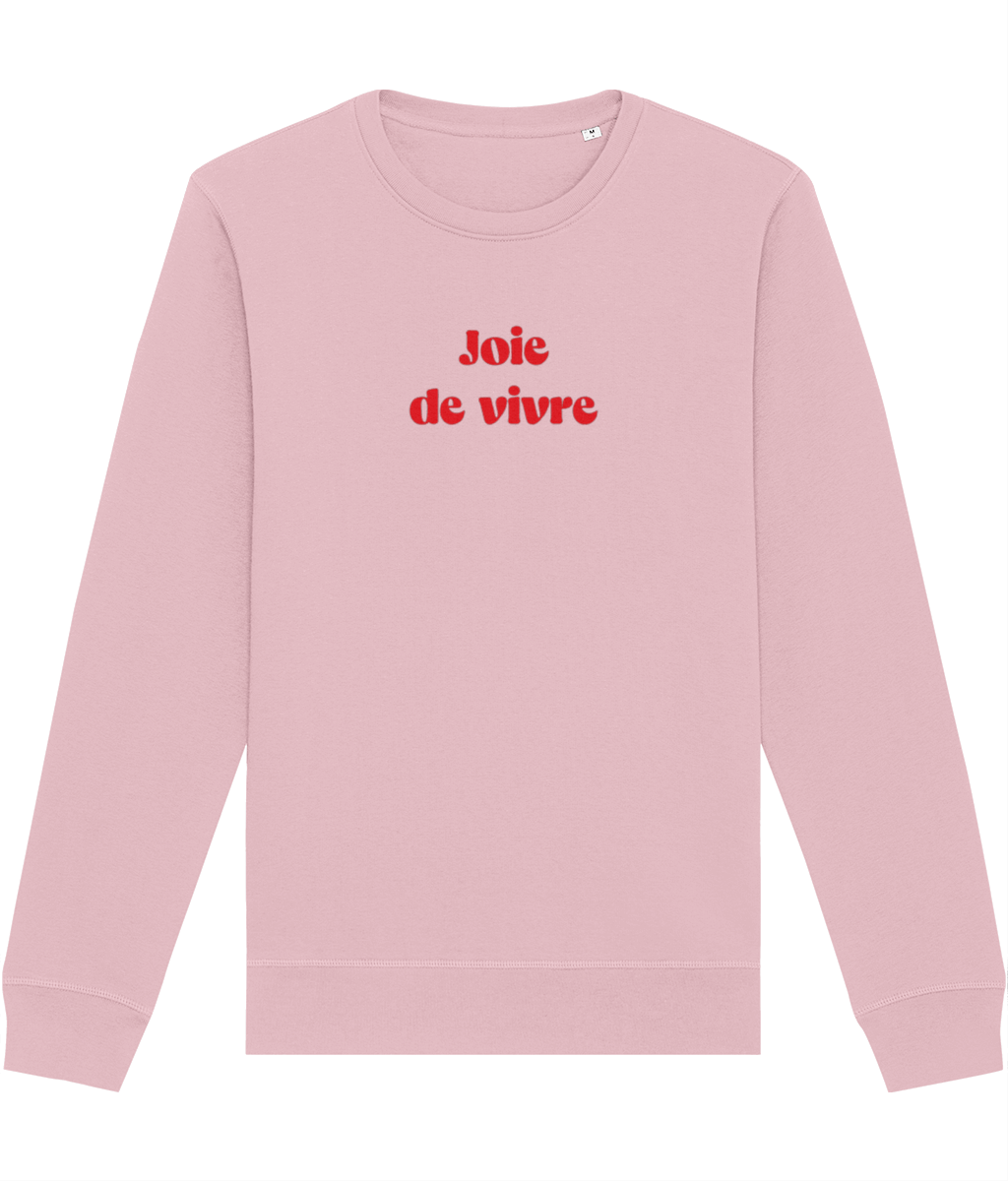 Francophile organic cotton jumper: 'The Joy Of Life'.
