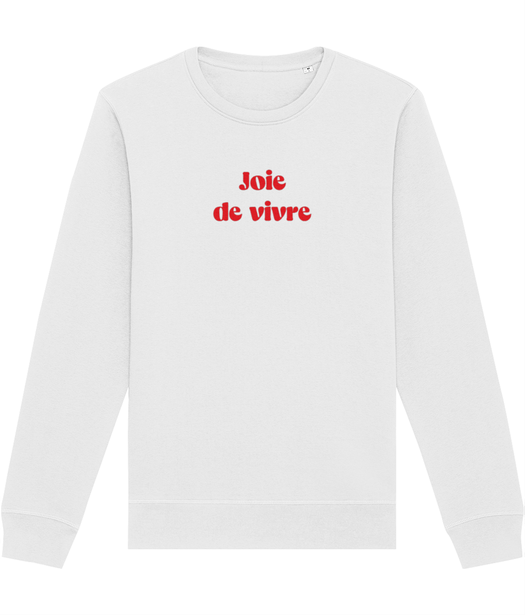 Organic cotton sweatshirt with French 'The Joy Of Life'.
