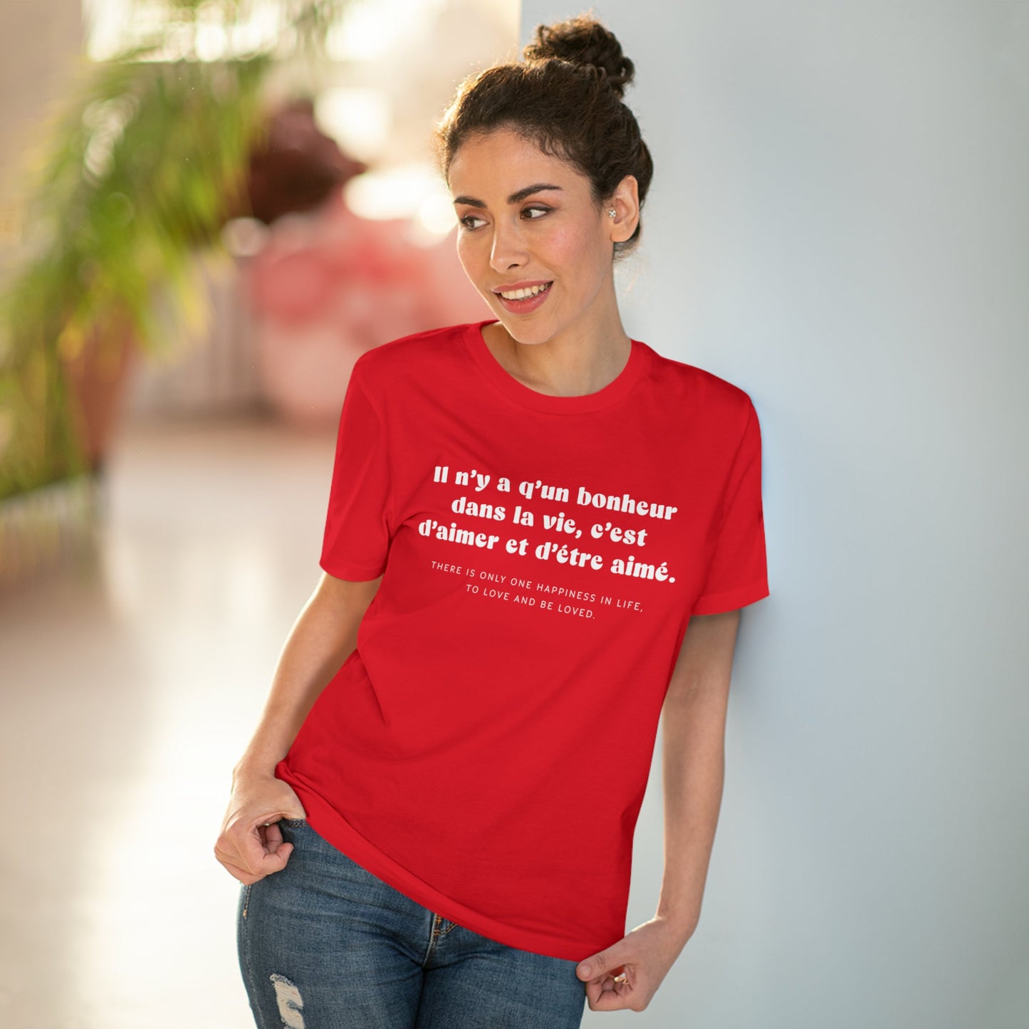 Francophile 'To Love & Be Loved' Organic Cotton T-shirt – iconic french slogan t shirts

