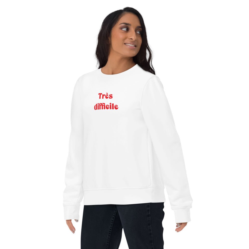 'Very Difficult' French phrase on organic cotton.
