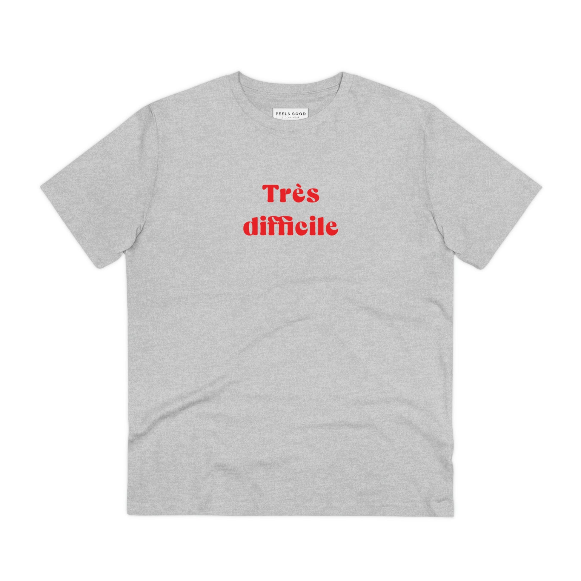 Casual French slogan T-shirt – 'Très Difficile' chic and trendy print
