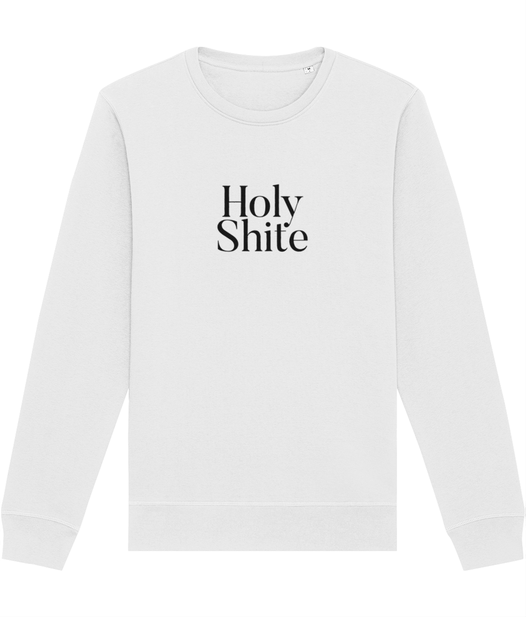 A bold jumper Scotland style—get the Glaswegian Slang 'Holy Shite' organic cotton sweatshirt today!