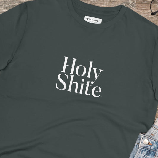 Wear the Glaswegian Slang 'Holy Shite' organic cotton t-shirt – a must-have for Scotland t-shirts!
