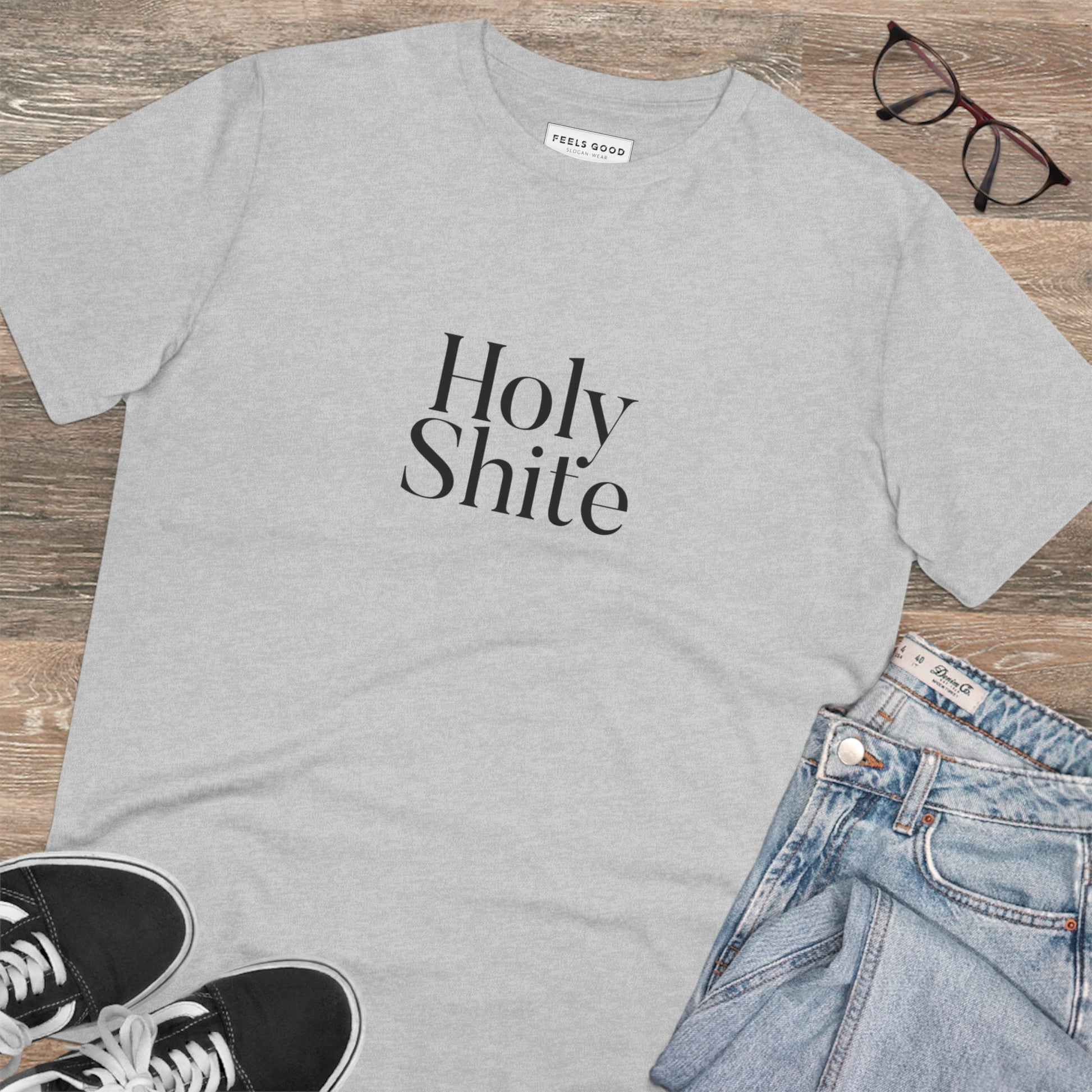 Show love for Scottish slang phrases with the Glaswegian Slang 'Holy Shite' organic cotton t-shirt!