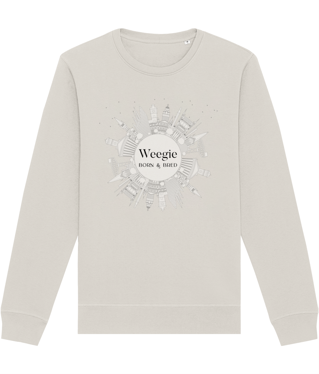 Proud Scot? This jumper Scotland style rocks—Glaswegian Slang 'Weegie Born & Bred' organic cotton sweatshirt.
