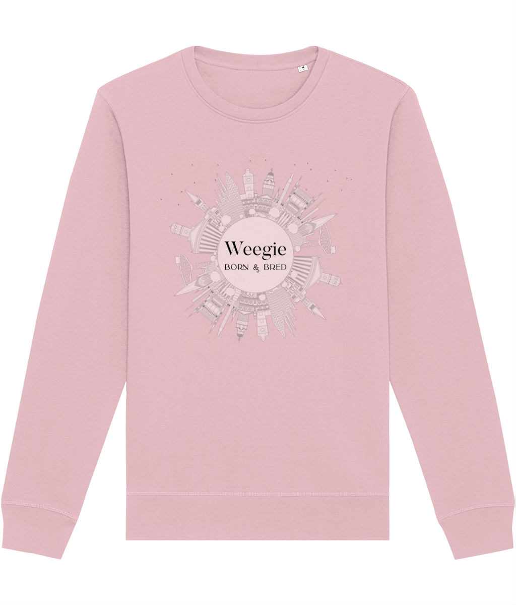 The perfect Scotland sweatshirt for Weegies—Glaswegian Slang 'Weegie Born & Bred' organic cotton sweatshirt.