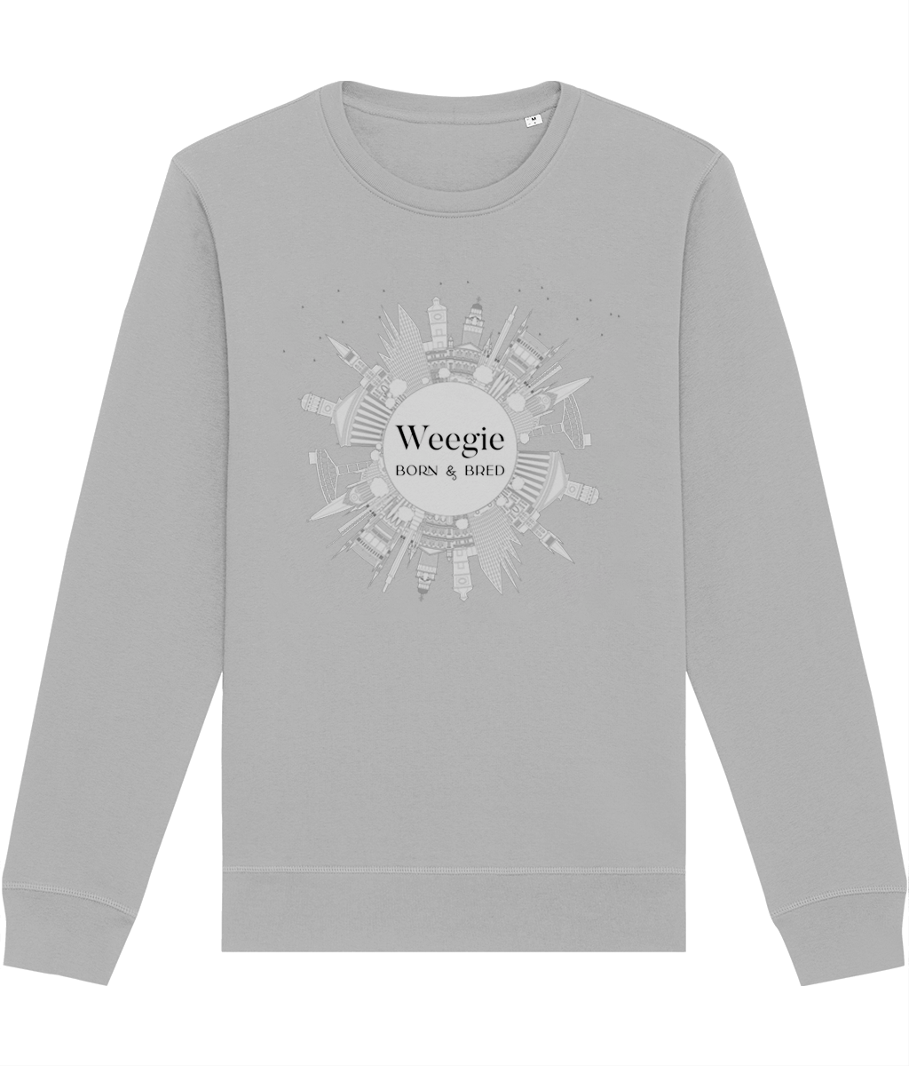 Funny Scottish T-shirt vibes in a cozy Glaswegian Slang 'Weegie Born & Bred' organic cotton sweatshirt!