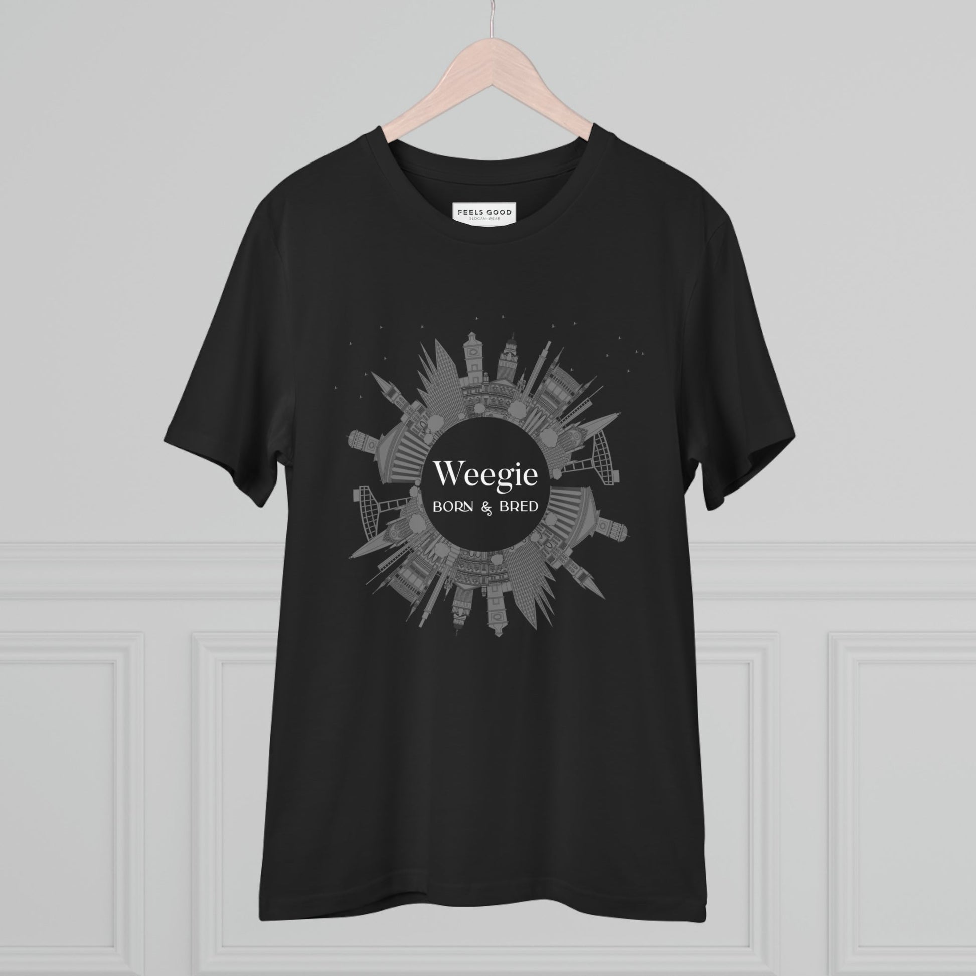 Represent your culture in style with the Glaswegian Slang 'Weegie Born & Bred' organic cotton t-shirt.