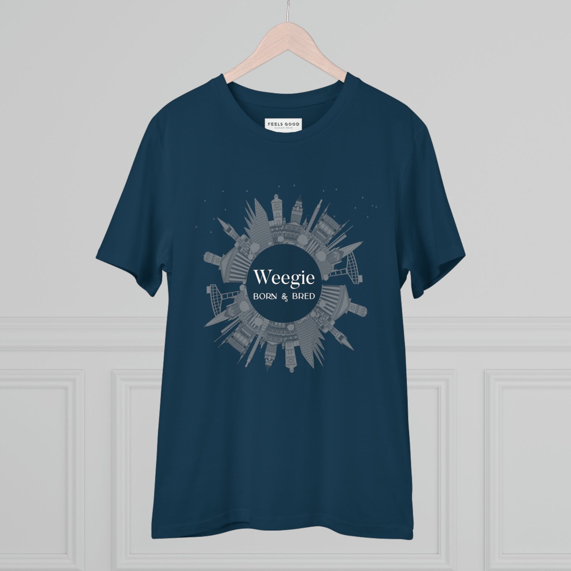 Scotland T-shirts that stand out! Grab the Glaswegian Slang 'Weegie Born & Bred' organic cotton t-shirt.