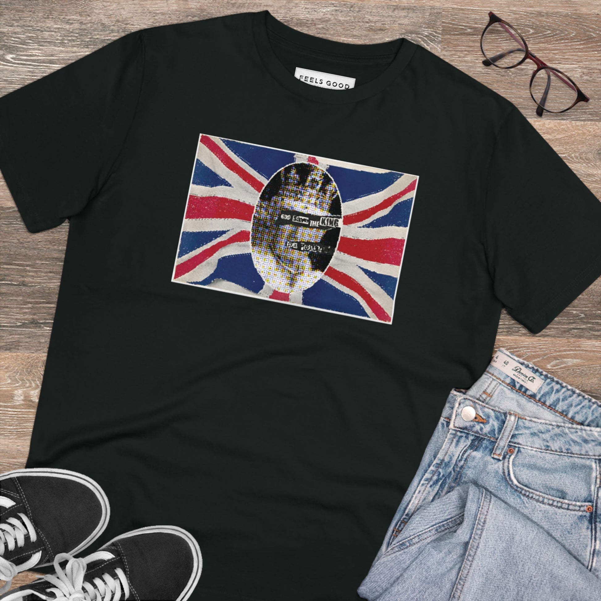 Top t-shirt: God Save The King Sex Pistols organic cotton.
