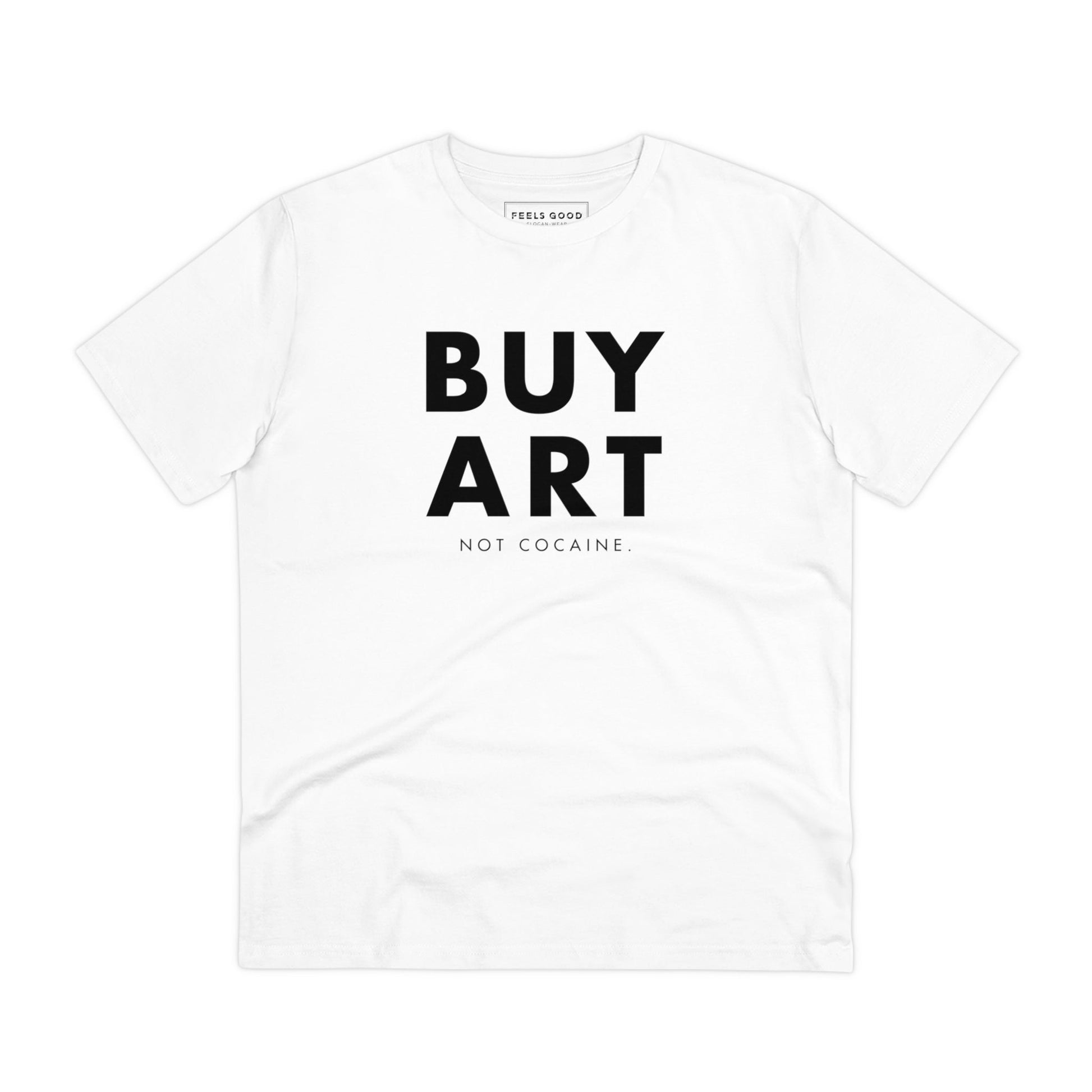 Bold organic cotton t-shirt promoting art over vice in a cool hip hop style.

