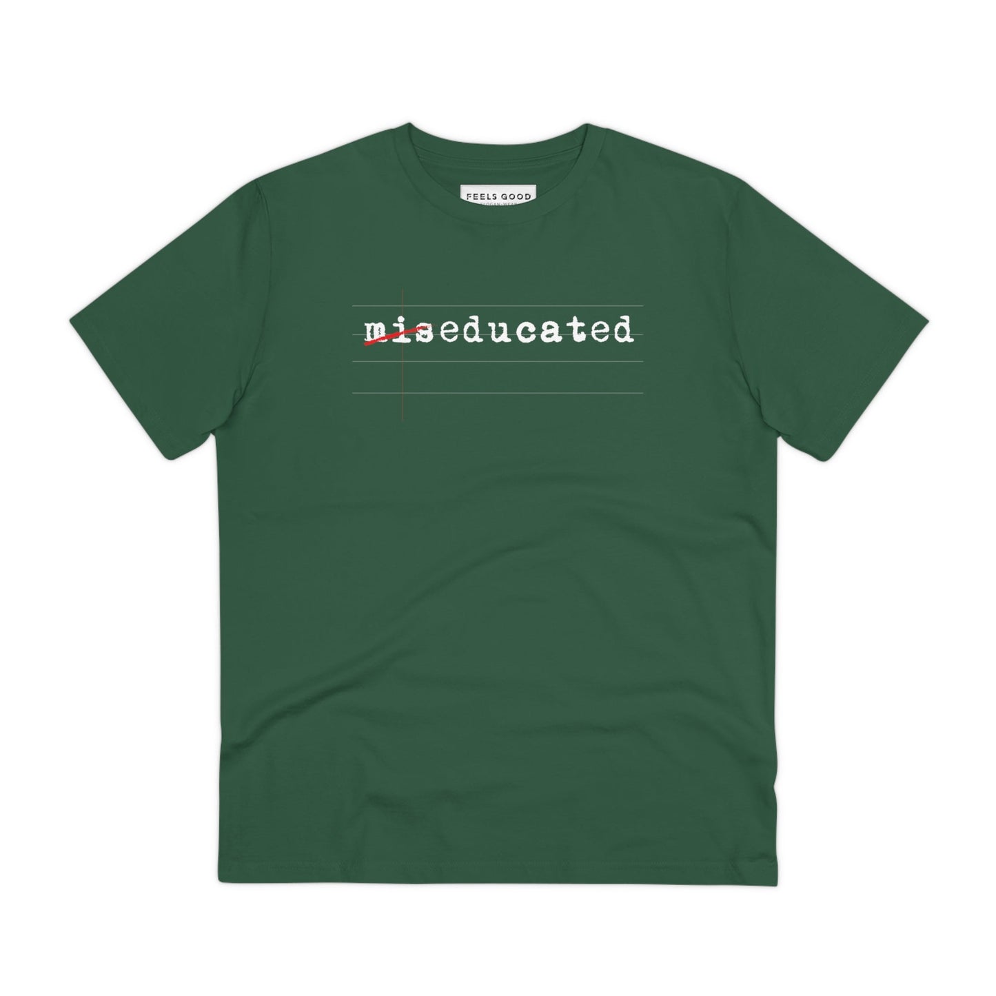 Hip Hop 'Miseducated' Organic Cotton T-shirt, featuring music-inspired designs for modern fashion.

