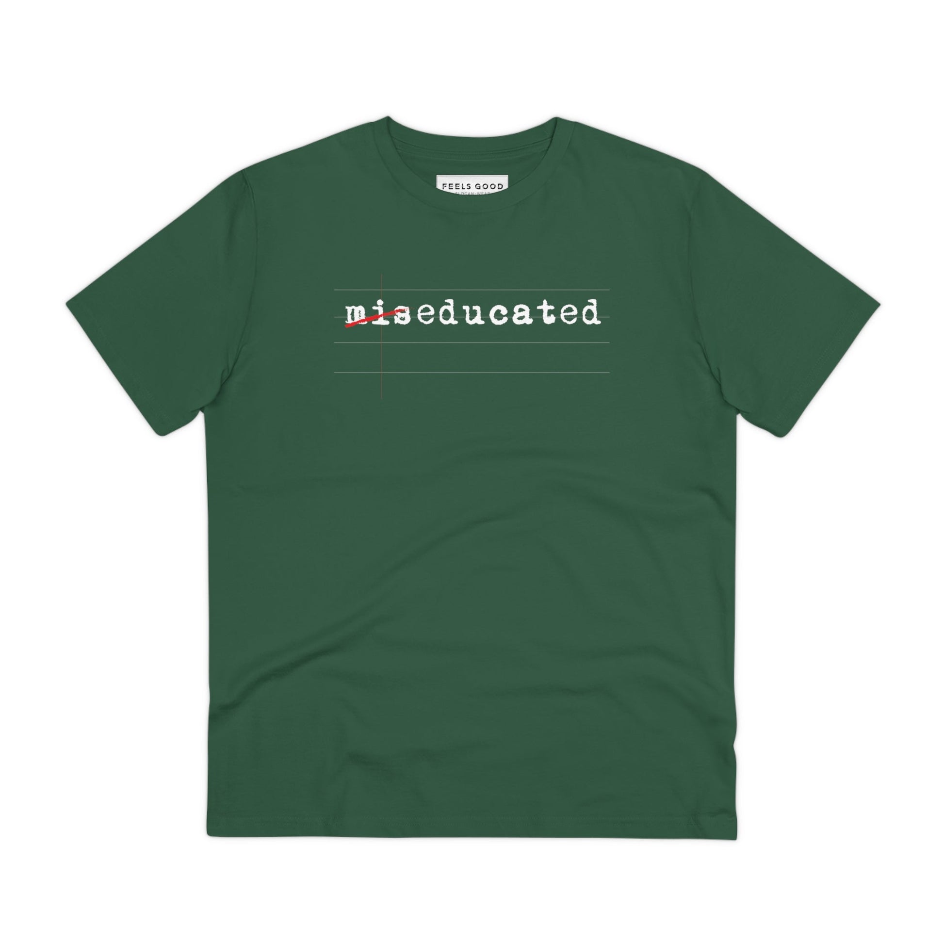 Hip Hop 'Miseducated' Organic Cotton T-shirt, featuring music-inspired designs for modern fashion.

