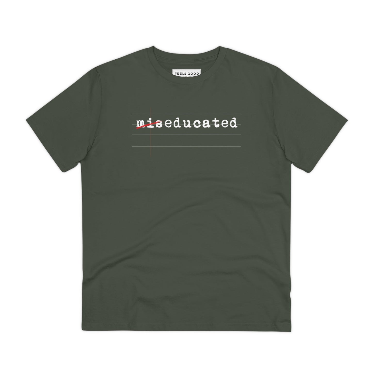 Hip Hop 'Miseducated' Organic Cotton T-shirt, the ideal choice for hip hop and music fans.