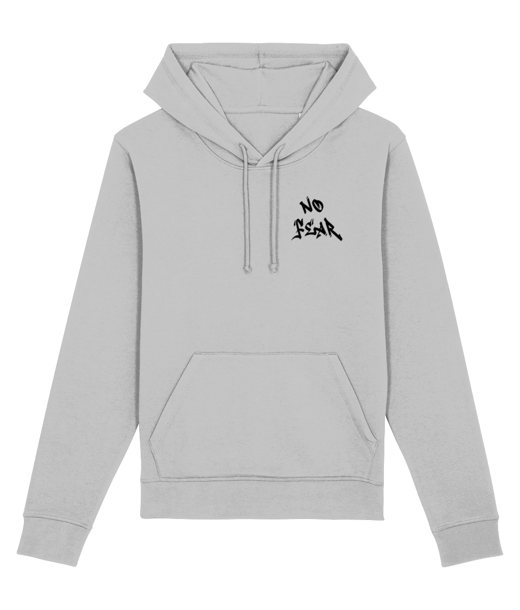 Comfortable organic cotton hoodie with ‘No Fear’ slogan
