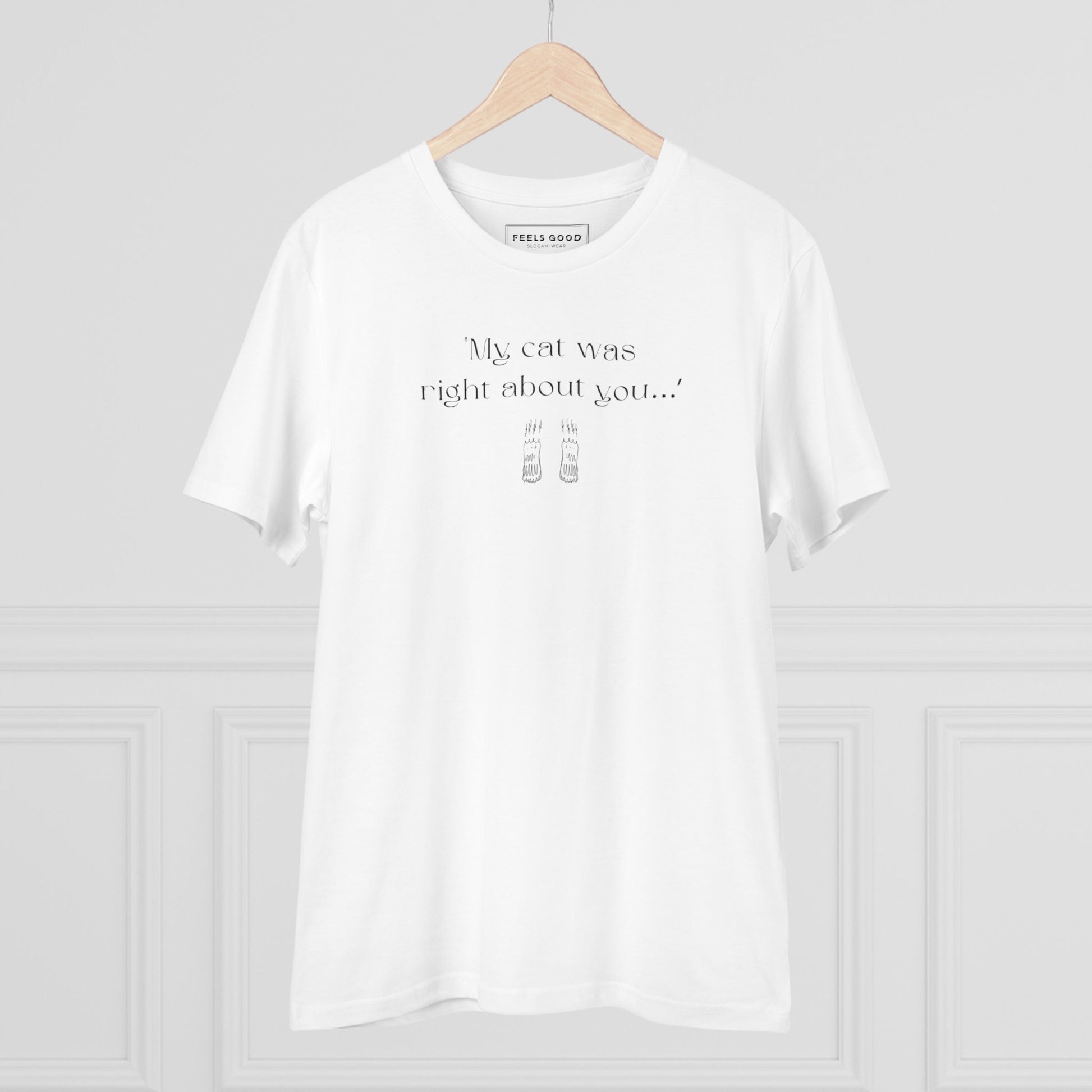 Cat t shirt Organic Cotton 'The Cats Truth' with unique art for pet lovers

