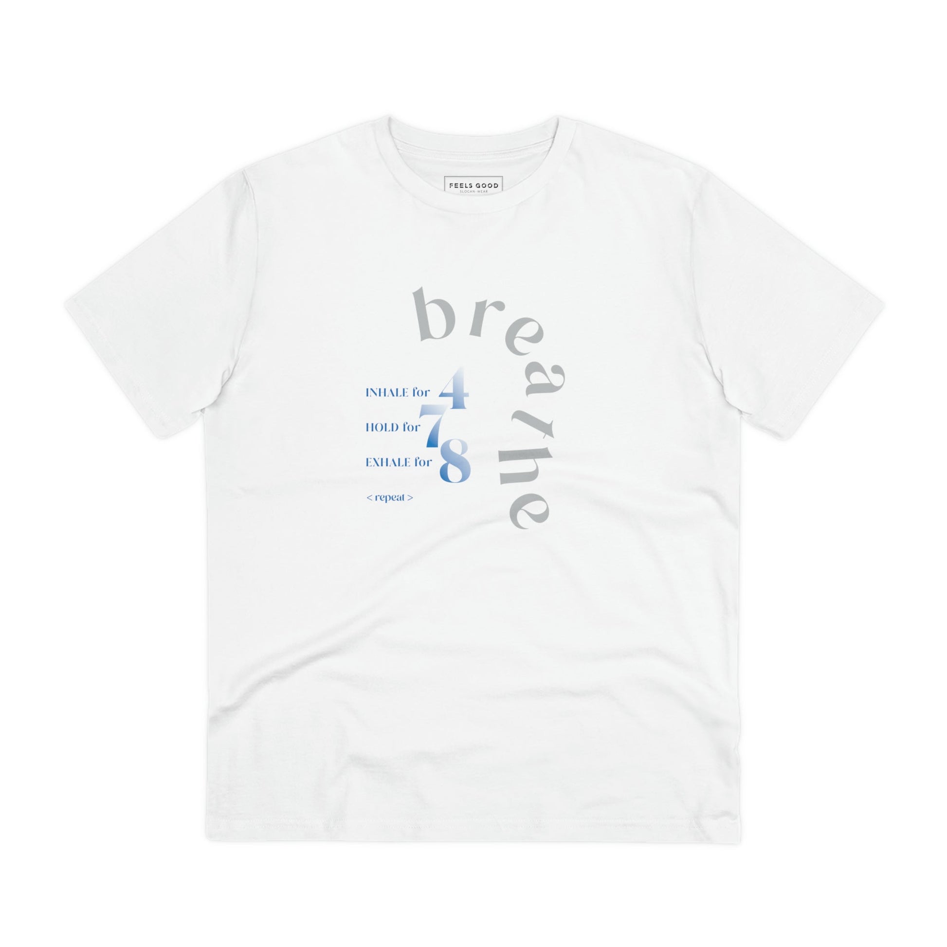 Good vibe t-shirt: Meditation 'Breathe' organic cotton design.
