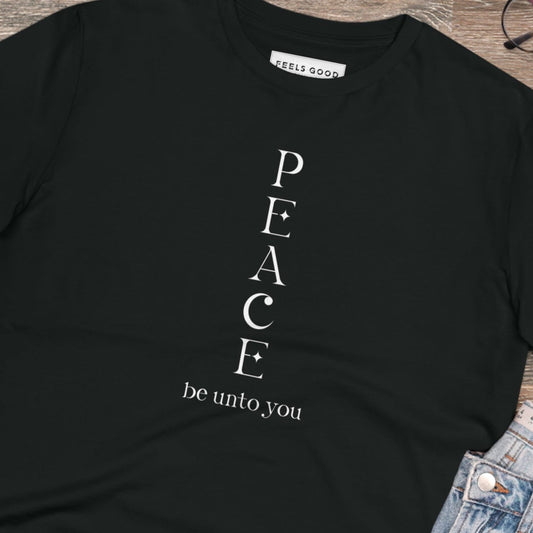 Meditation 'Peace Be Unto You' Organic Cotton T-shirt – Book T-shirts.


