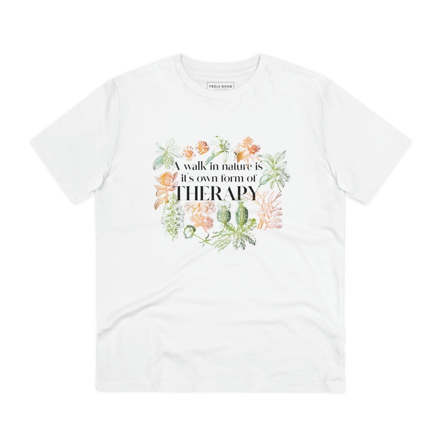 Travel t-shirts for women: The "Walk In Nature Therapy" shirt offers style and comfort.