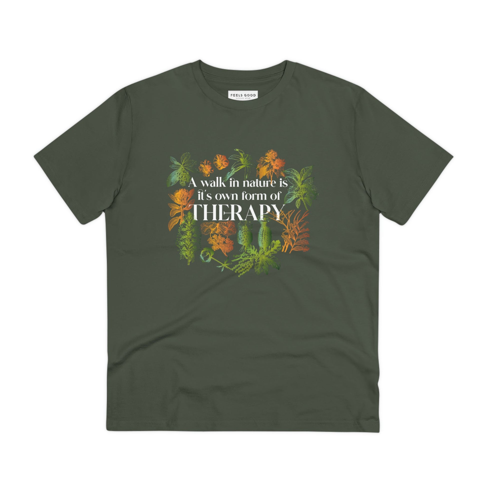 Express your love for nature with the "Walk In Nature Therapy" nature t-shirt for men and women.