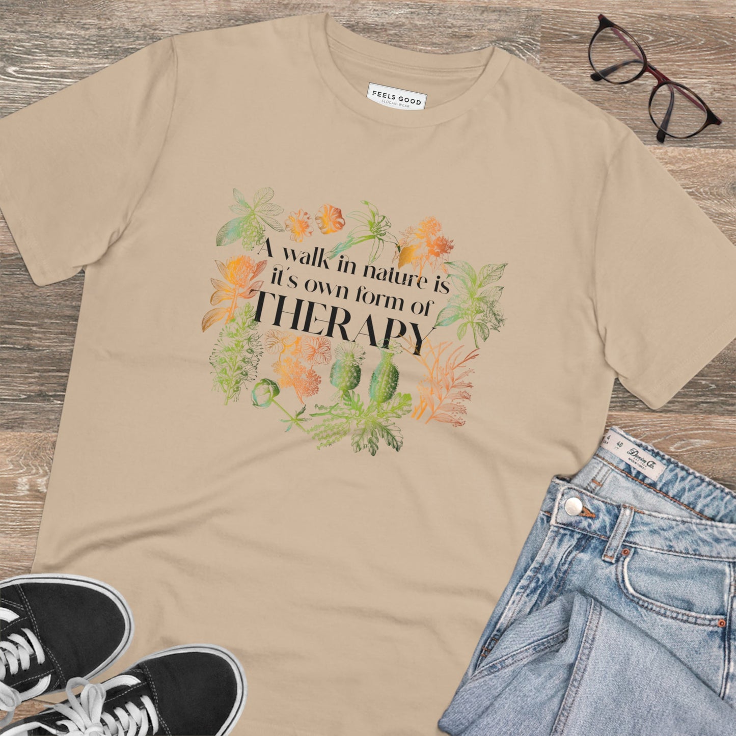 Explore the world with the "Walk In Nature Therapy" nature t-shirt—ideal for adventure seekers.