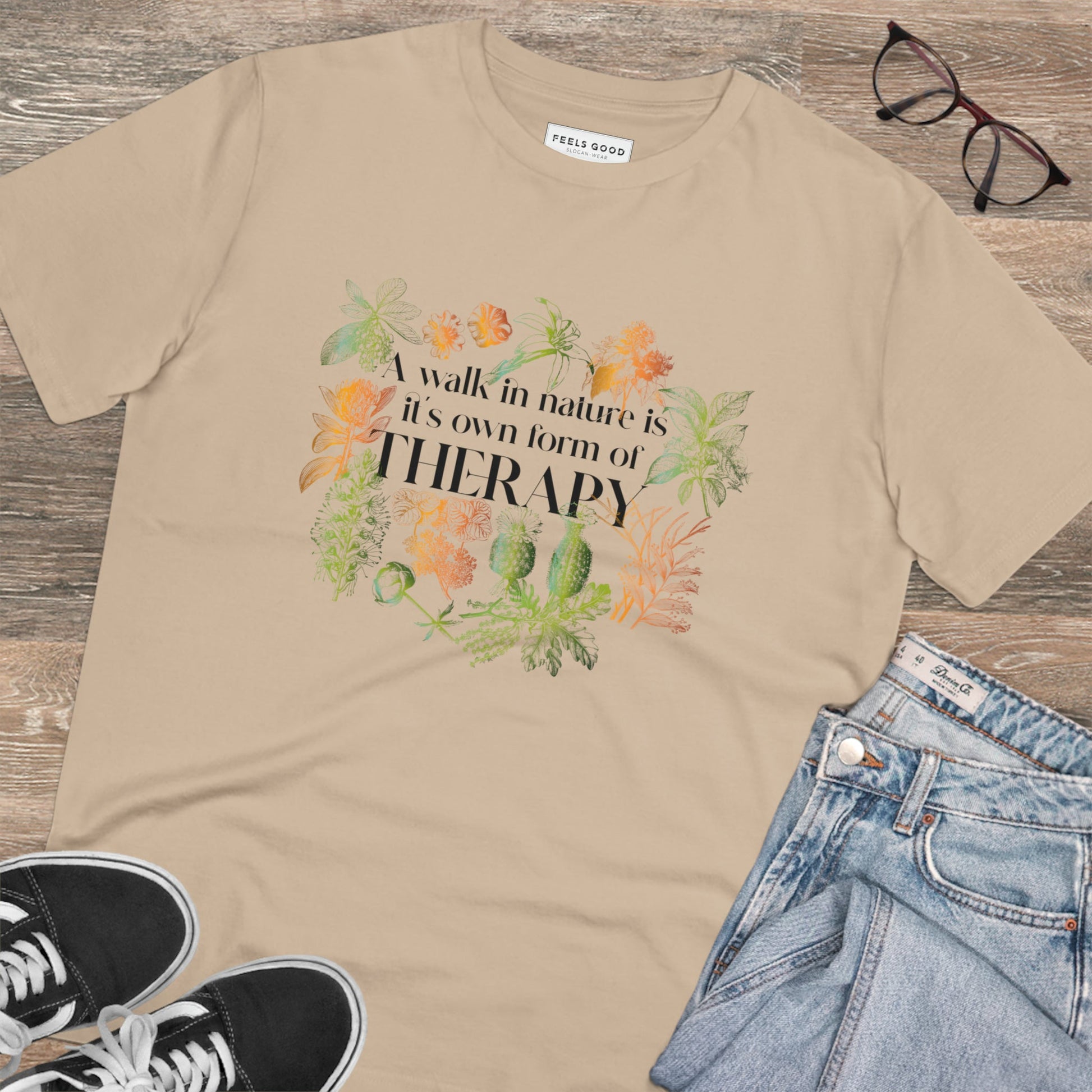 Explore the world with the "Walk In Nature Therapy" nature t-shirt—ideal for adventure seekers.