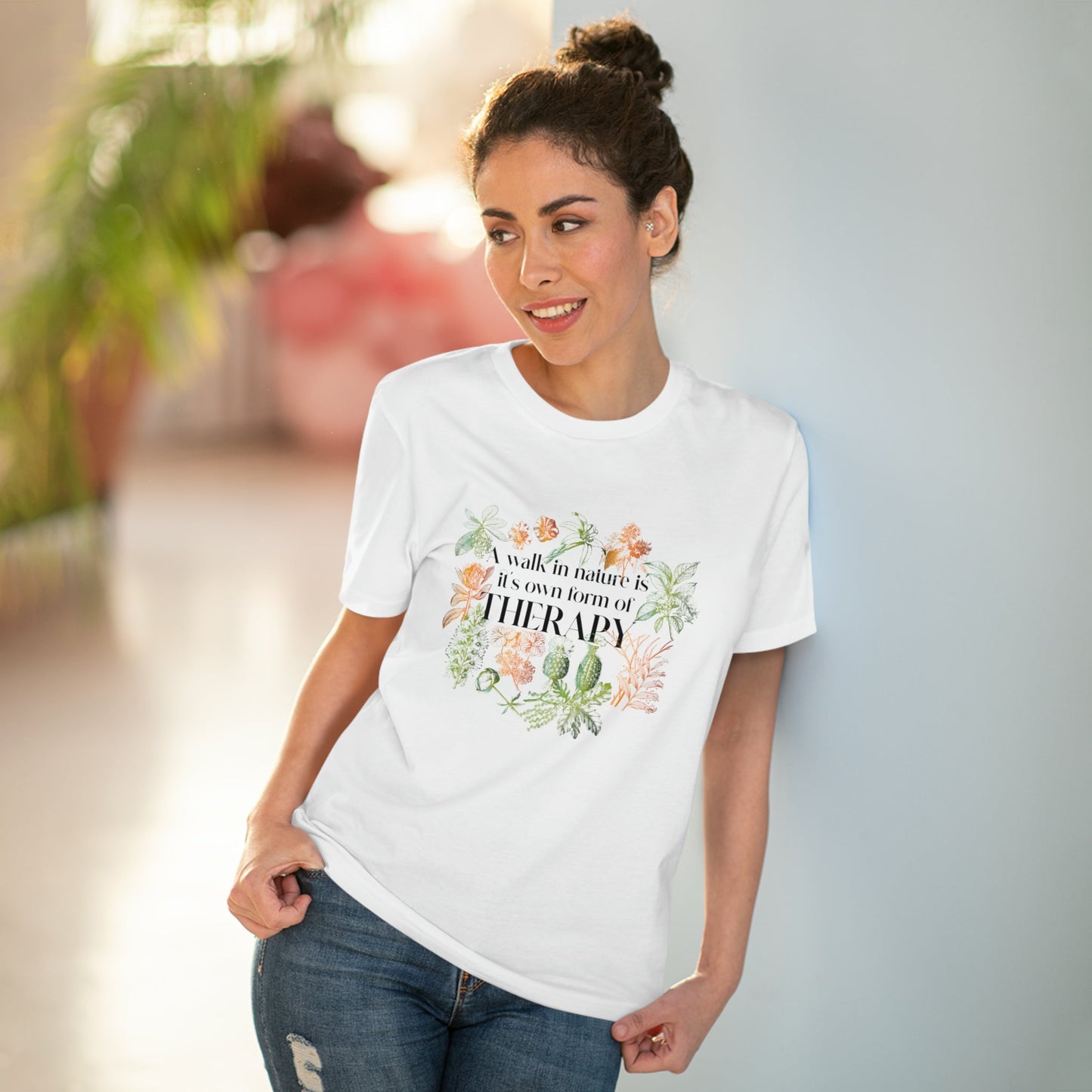 Travel clothing for men meets nature with the "Walk In Nature Therapy" organic cotton t-shirt.