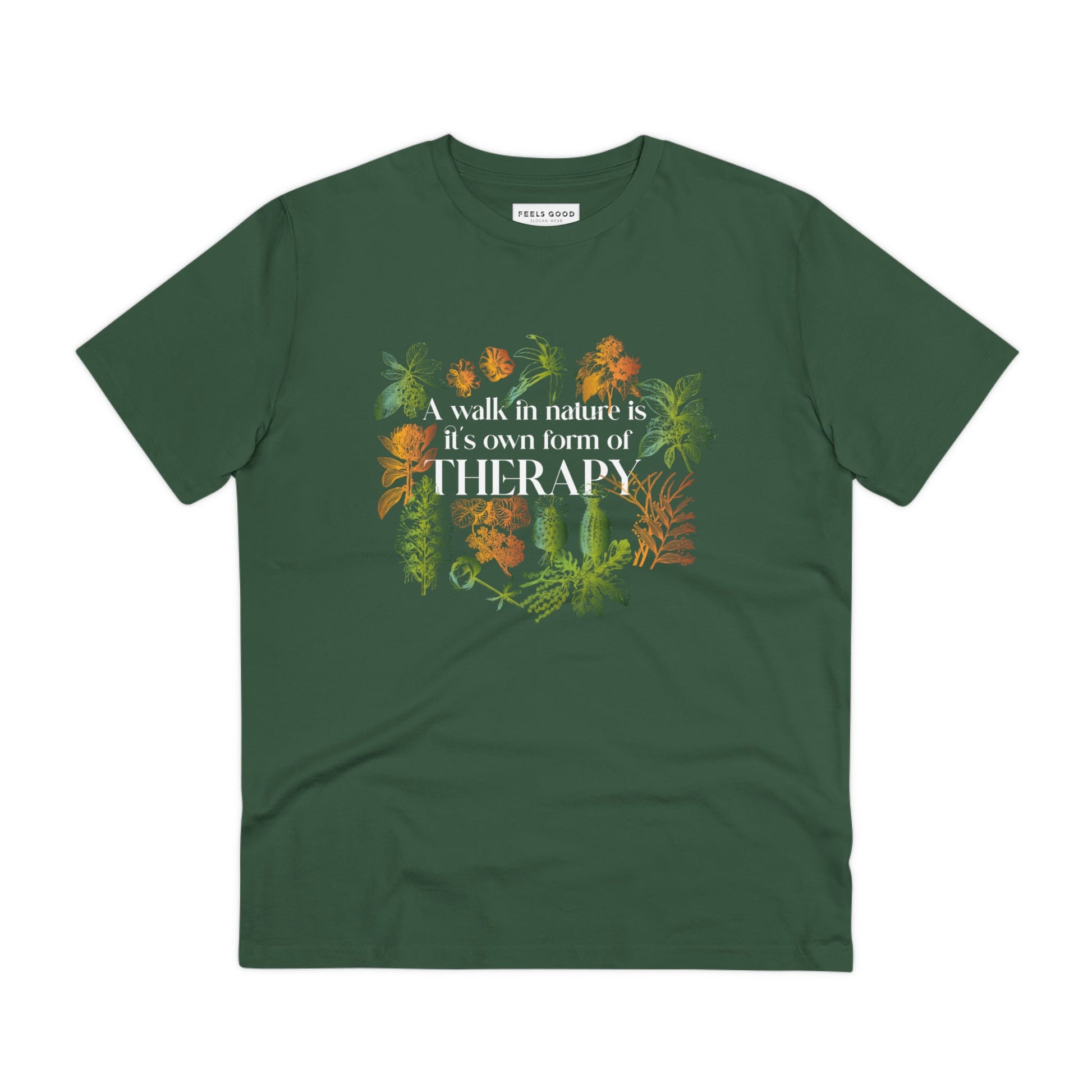 Adventure awaits in the "Walk In Nature Therapy" organic cotton t-shirt for all outdoor lovers.