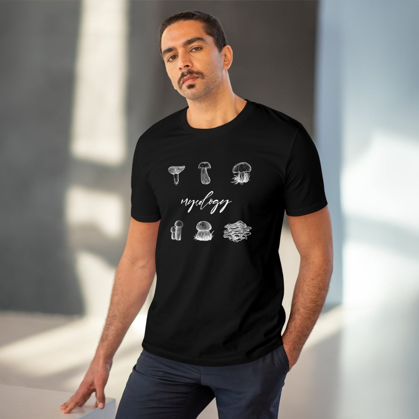 The Nature 'Mycology' Mushroom Organic Cotton T-Shirt is your ideal travel clothing for men.