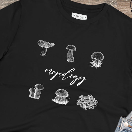 Shop "Mycology" mushroom organic cotton t-shirt for your next shirt adventure in nature.
