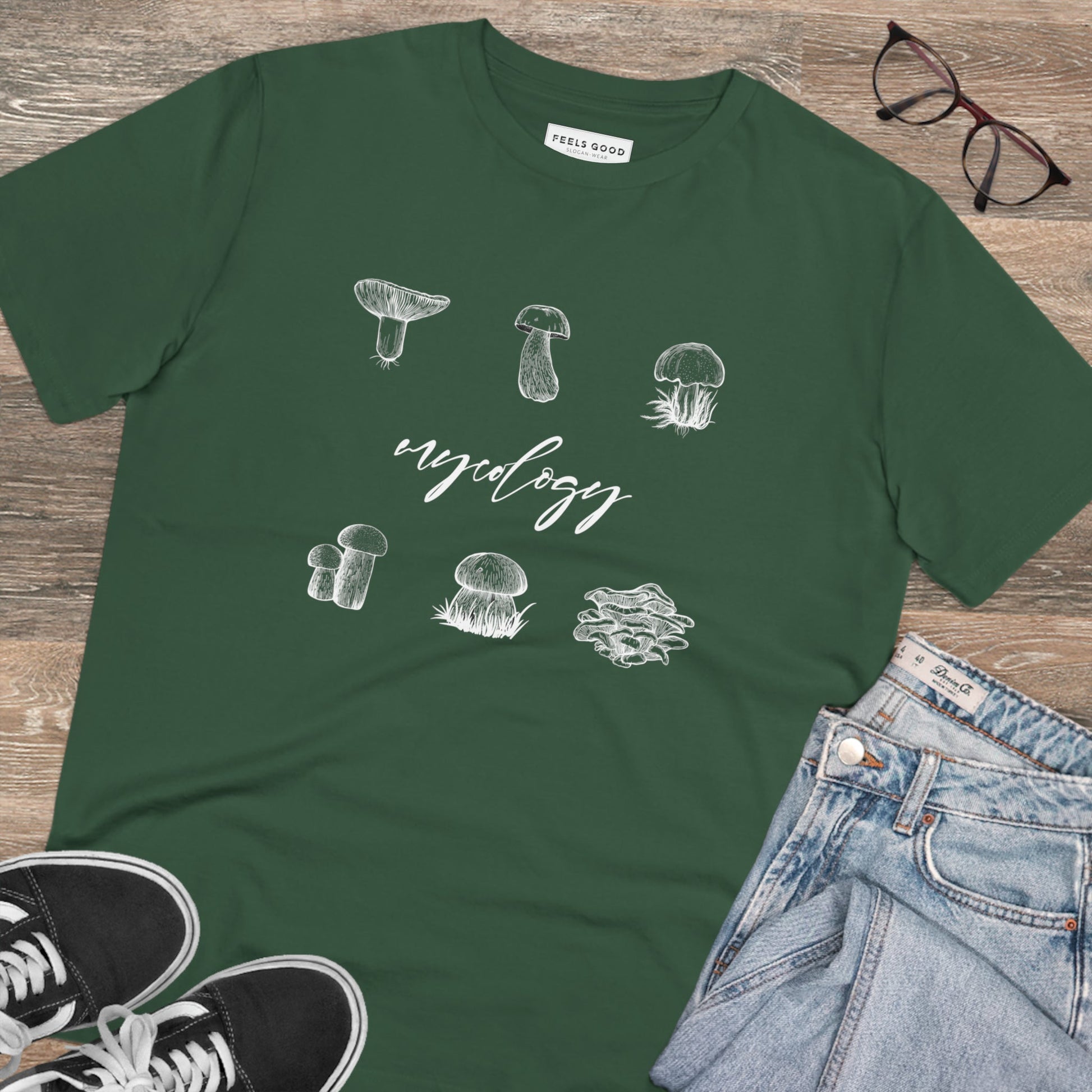 Perfect outdoor tshirt, the Nature 'Mycology' Mushroom Organic Cotton T-Shirt for adventure lovers.