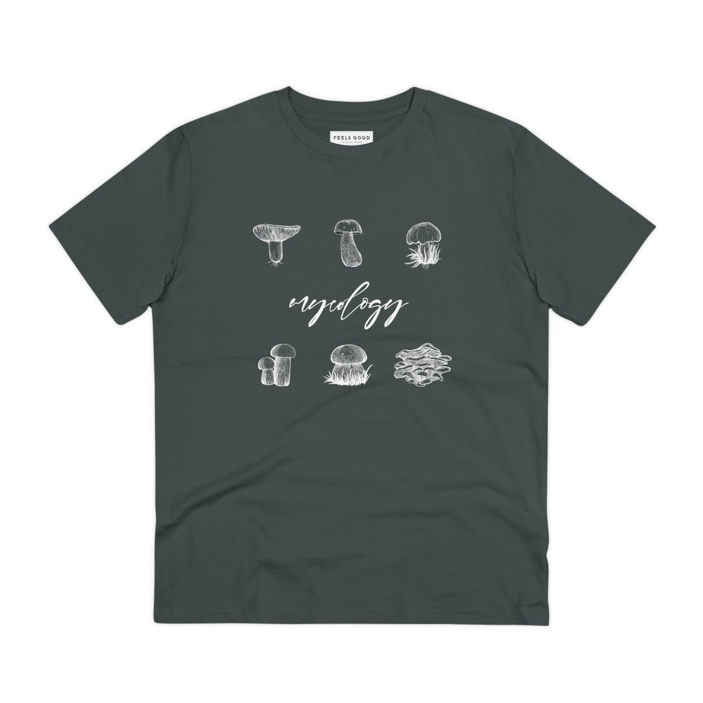 Perfect for nature lovers, the Nature 'Mycology' Mushroom Organic Cotton T-Shirt for hiking.