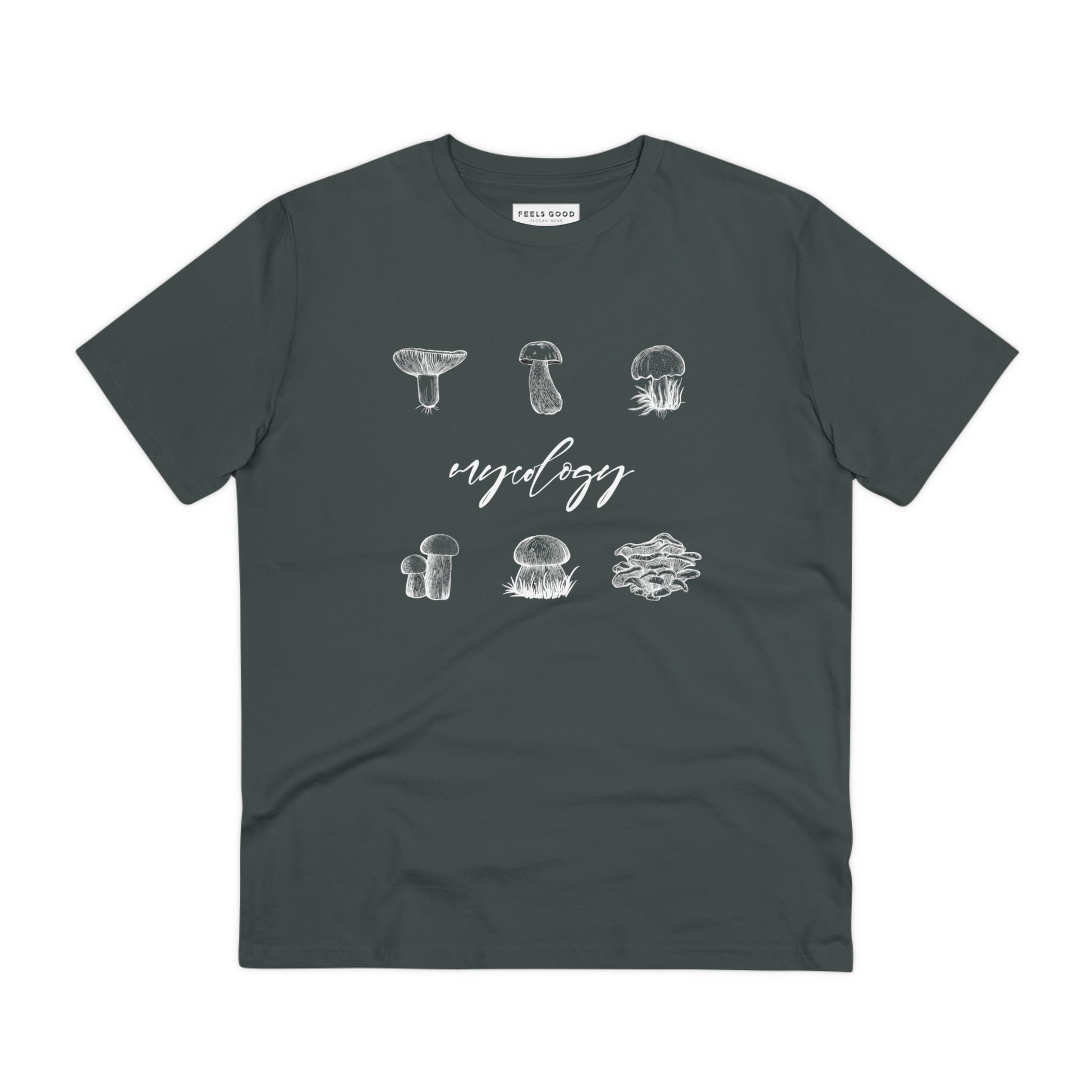 Perfect for nature lovers, the Nature 'Mycology' Mushroom Organic Cotton T-Shirt for hiking.