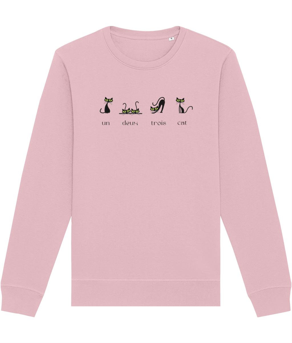 Sweatshirts with cats design printed on comfy organic cotton for cozy weekend wear

