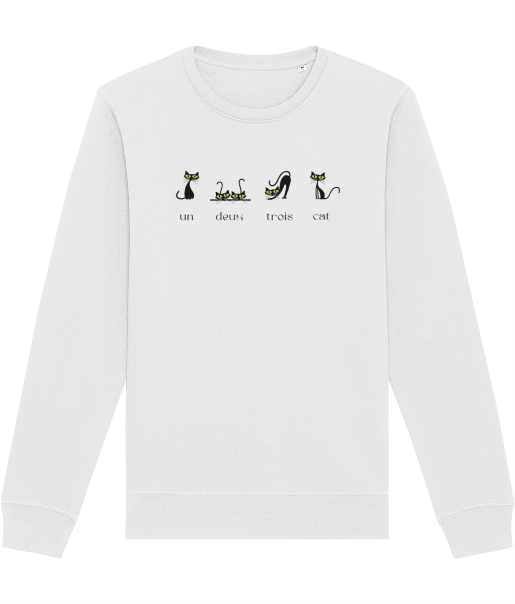 Organic Cotton '4 French Cats' Funny animal lover sweatshirts 

